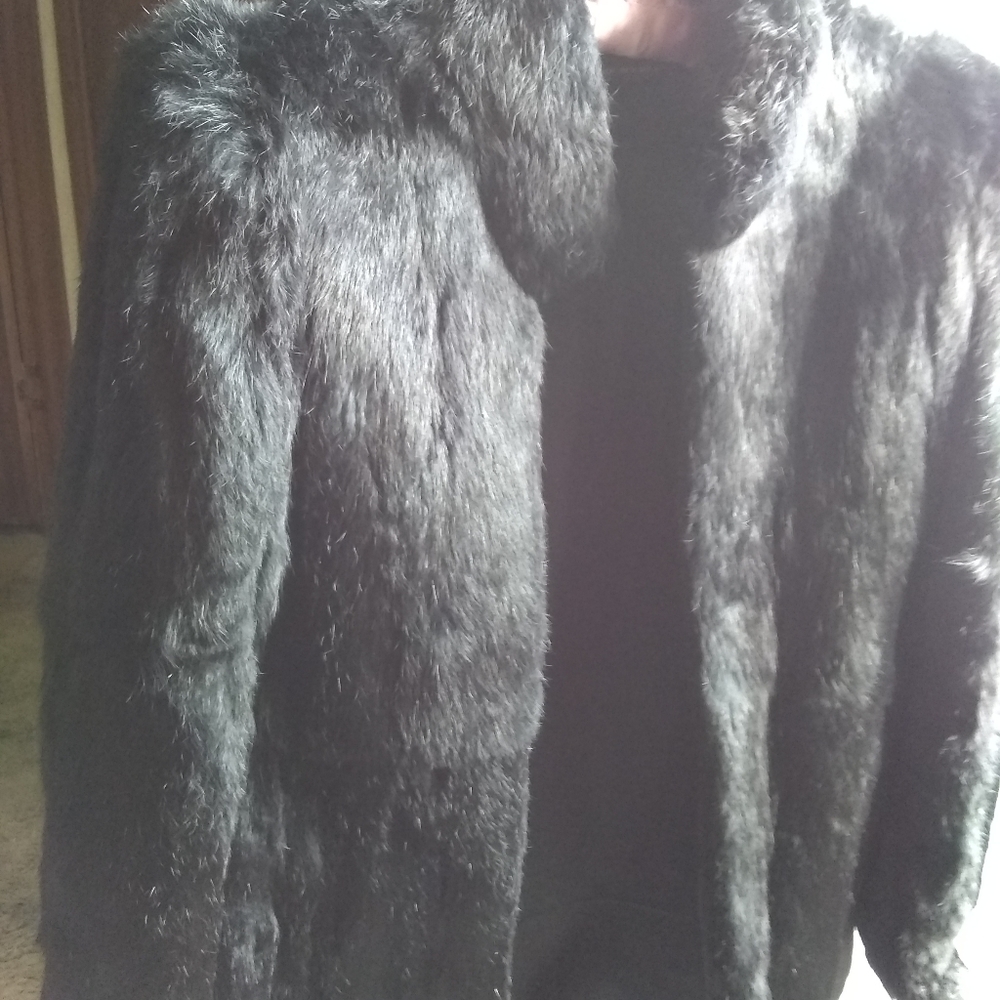 Black Rabbit Coat - Picture 2 of 4